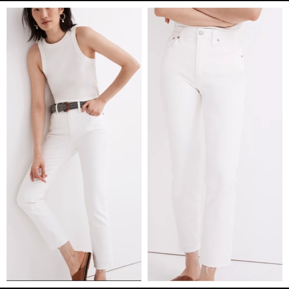 NWT Madewell perfect vintage crop tile white jean